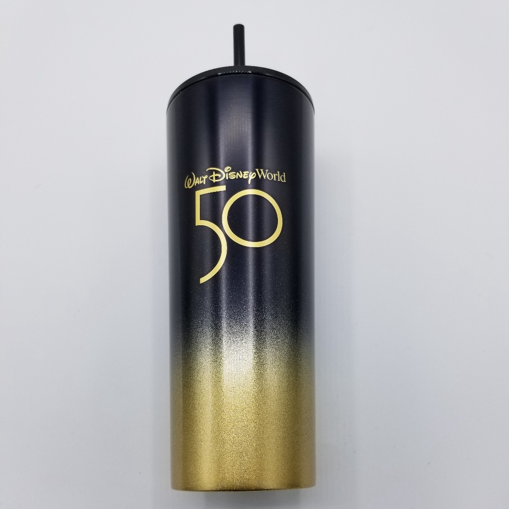 Walt Disney World Black Gold 50th Starbucks Stainless Steel Tumbler NWT